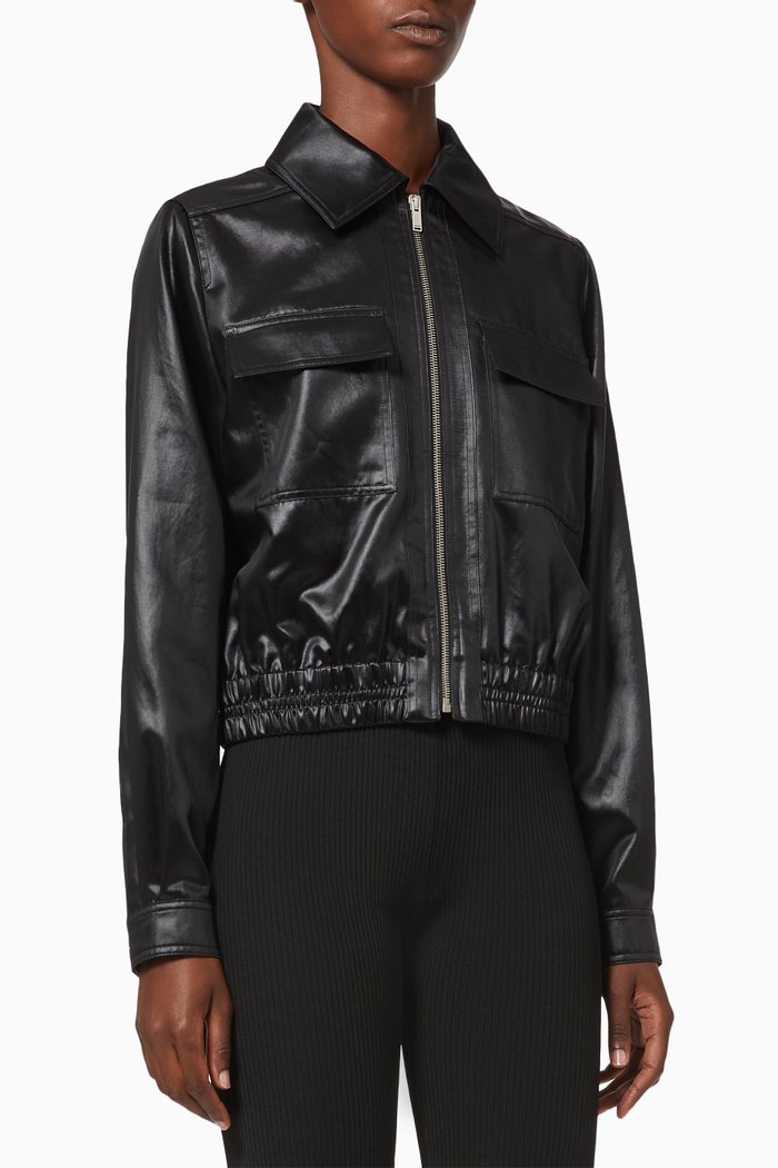 

Bomber Jacket in Satin, Black
