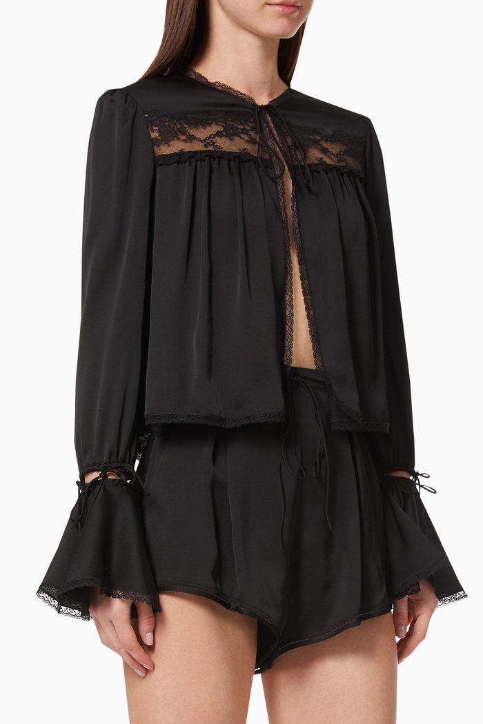 

Lace Frill Top, Black