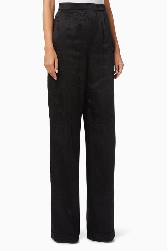 

Wide-Leg Pants in Baroque Jacquard, Black