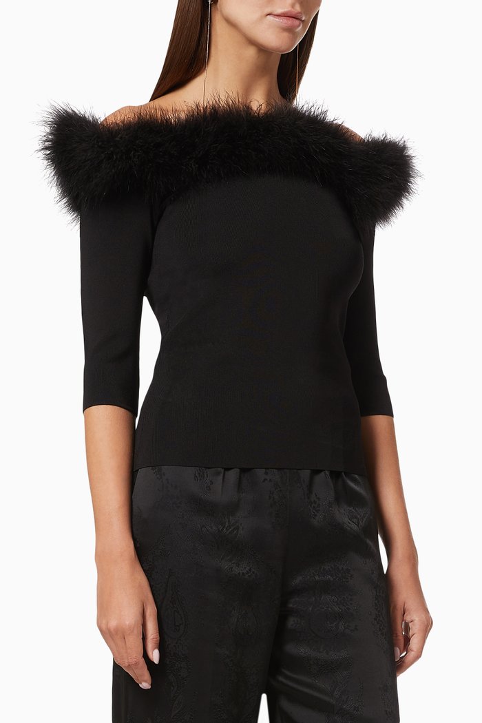 

Feather Trim Top, Black