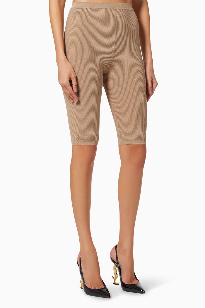

Rider Shorts in Ribbed Knit, Neutral