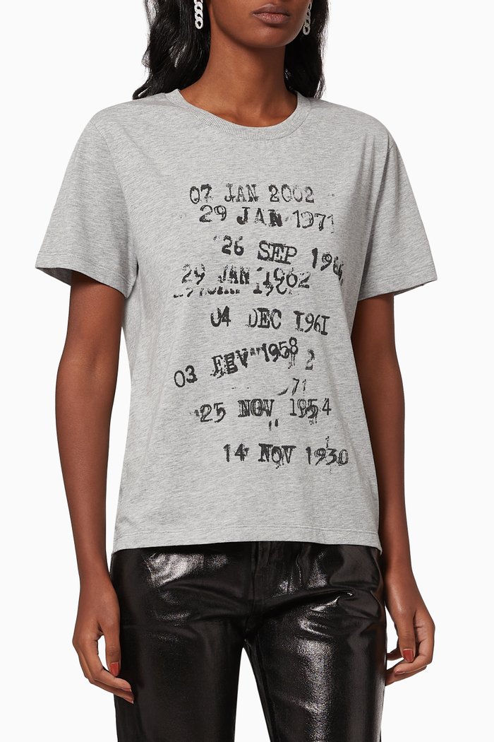 

"Archive Dates" T-shirt in Heathered Jersey, Grey