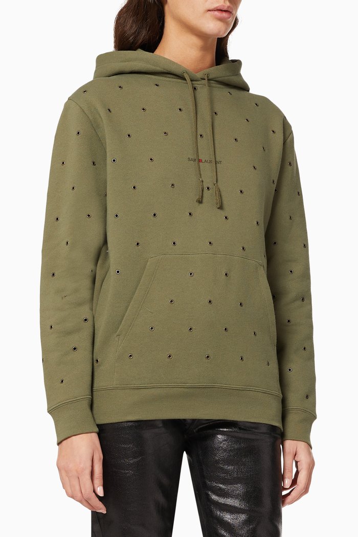 

Saint Laurent Rive Gauche Hoodie With Eyelets, Brown