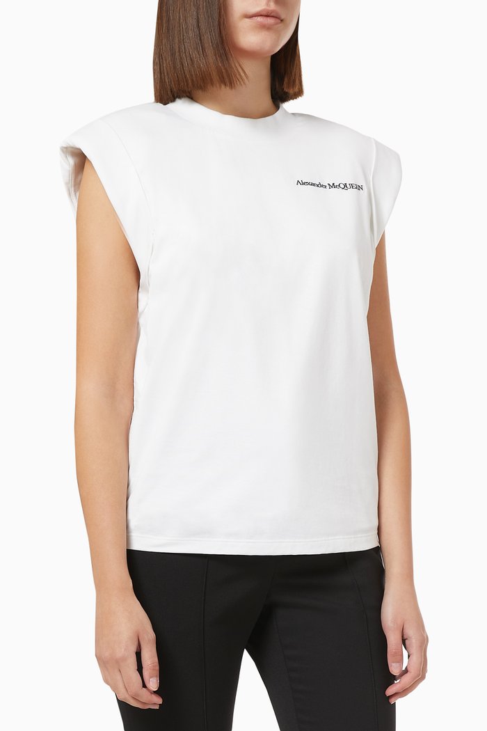 

Signature Strong Shoulder T-shirt in Cotton Jersey, White