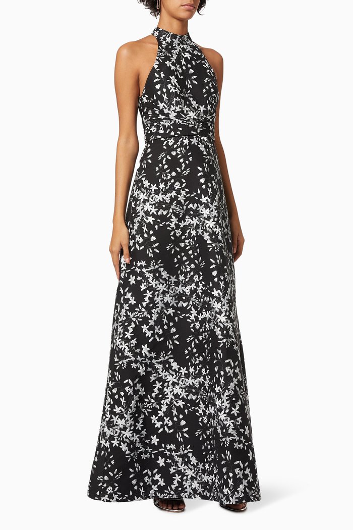 

Halter Keyhole Back Gown in Crepe, White