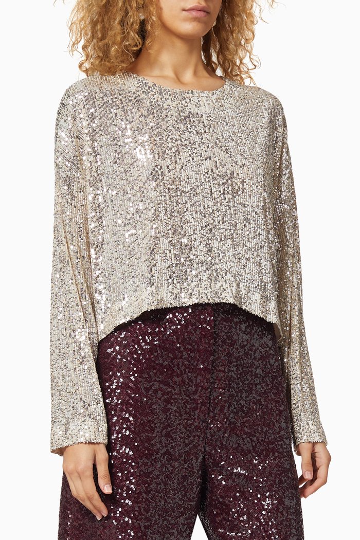 

Alexandra Sequin Top, Neutral