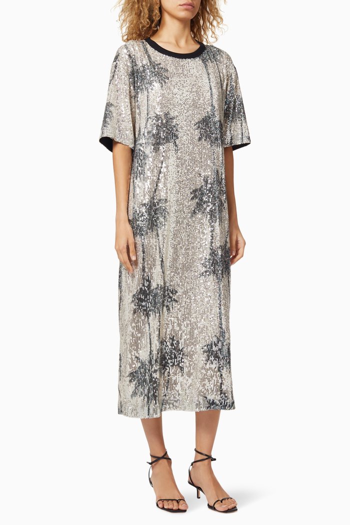 

Dala Sequin Palm Tree Dress, Silver