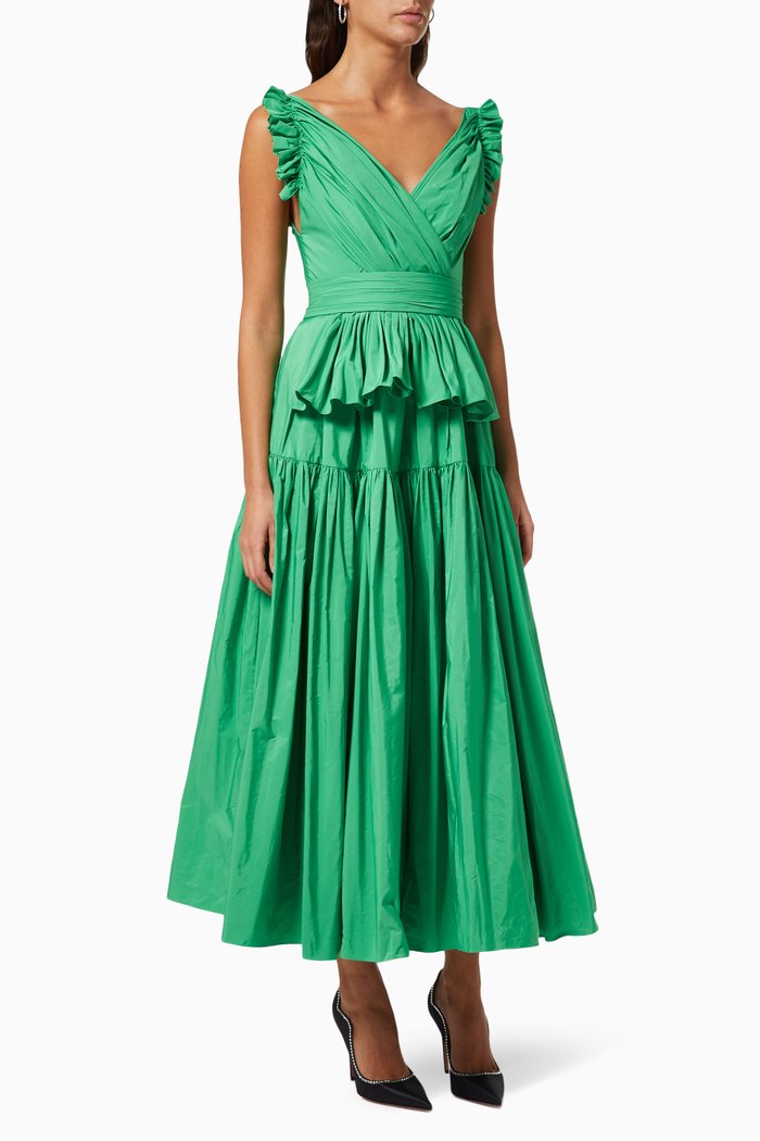 

Draped Dress in Taffeta, Green