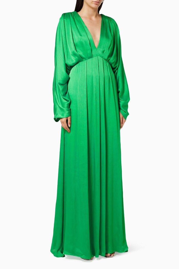 Draped Viscose Maxi Dress, Green