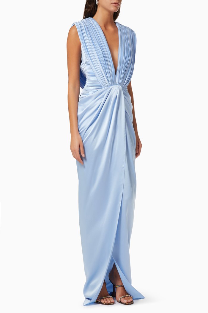 

Draped Dress in Satin, Blue
