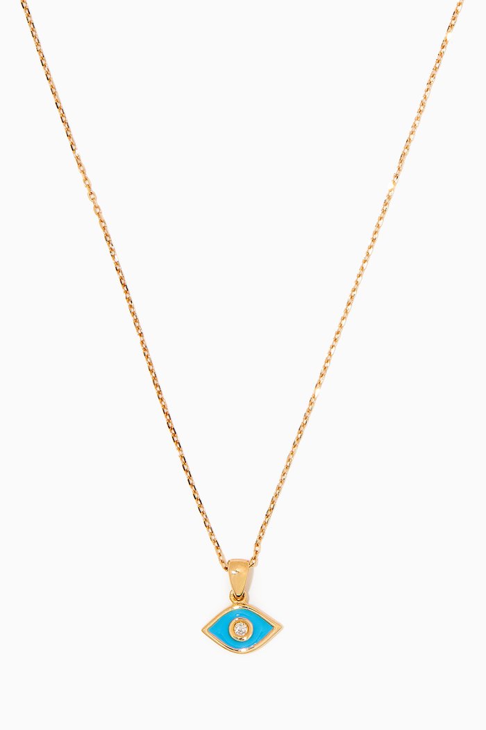 

Enamel Eye Pendant with Diamond in 18kt Yellow Gold, Blue