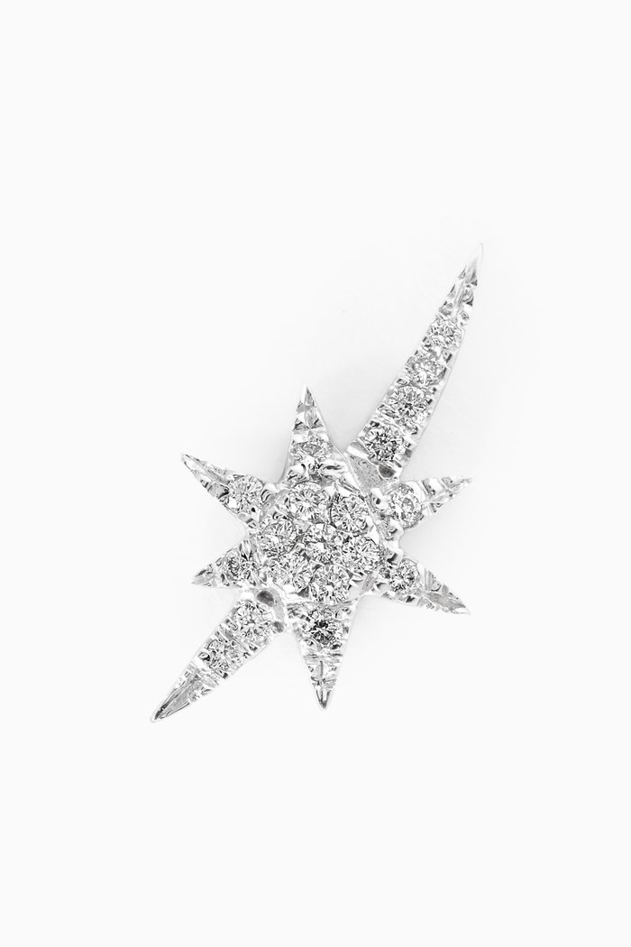 

Shooting Star Single Stud Earring with Diamonds in 18kt White Gold, Yellow