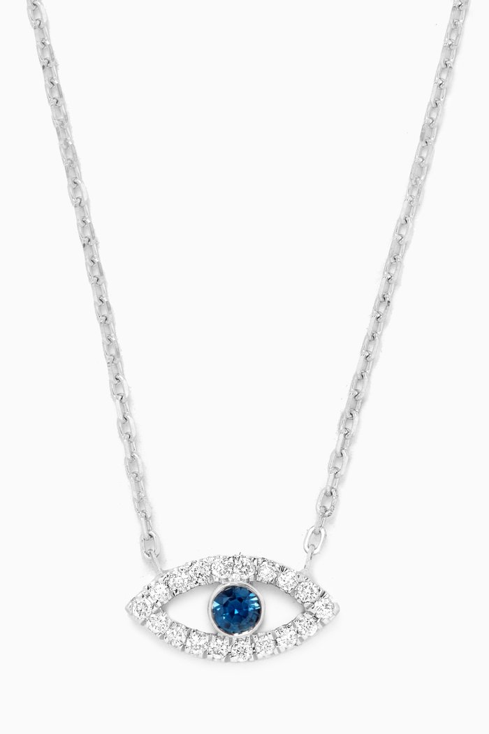 

Evil Eye Diamond Necklace in 18kt White Gold, Silver