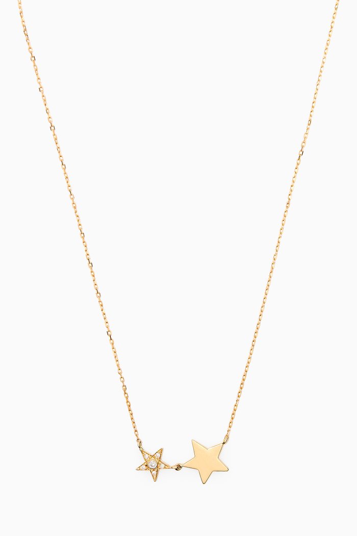 

Double Star Necklace with Diamonds in 18kt Yellow Gold