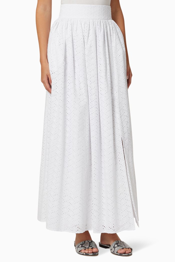 

Sandrine Skirt in Broderie Anglaise Cotton, White
