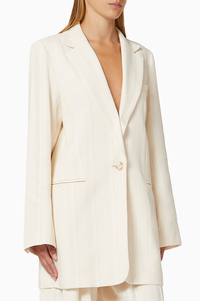 

Gianna Jacket in Viscose Linen Blend, Neutral