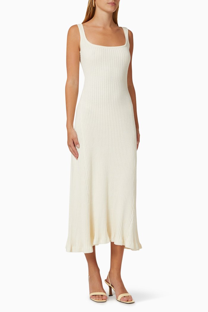 

Dido Dress in Rib Knit Cotton, Neutral