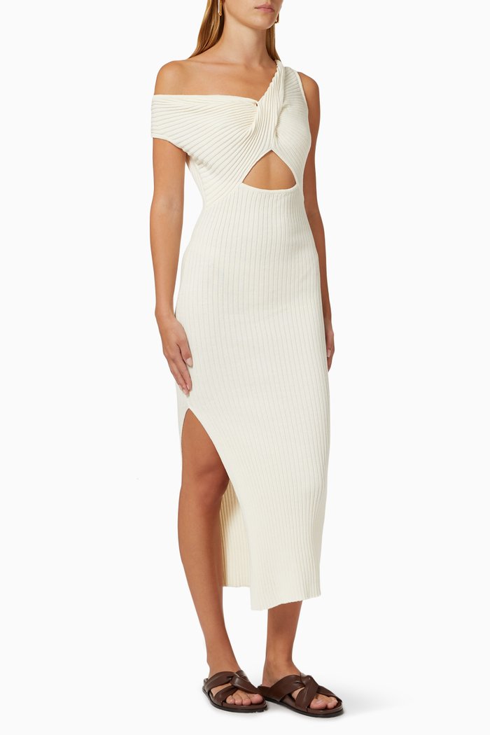 

Zanita Dress in Rib Knit Cotton, Neutral