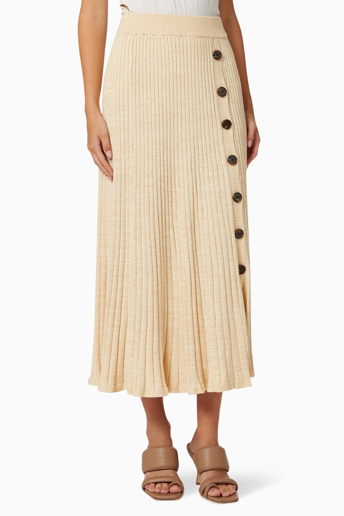 

Hettie Skirt in Rib Knit Cotton, Neutral