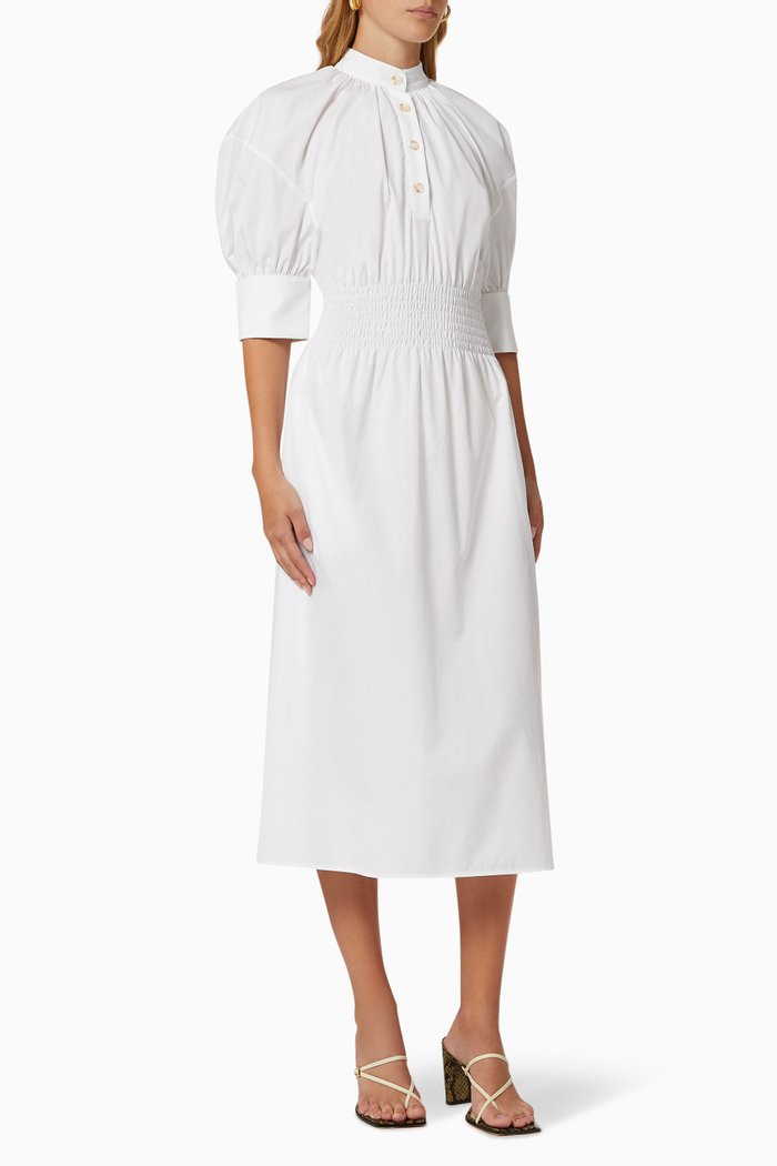 Aurora Dress in Cotton Poplin, White