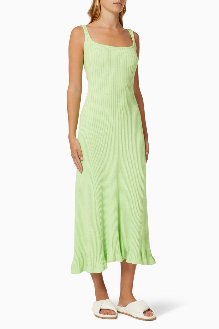 

Dido Dress in Rib Knit Cotton, Green