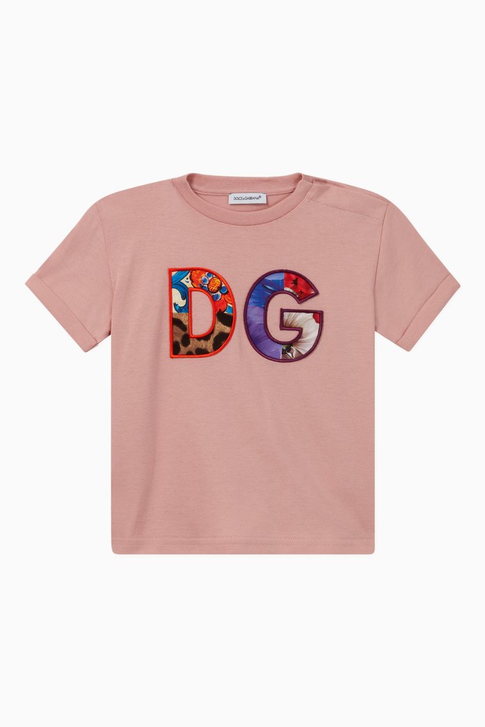 

Patchwork DG Patch Cotton T-shirt, Pink