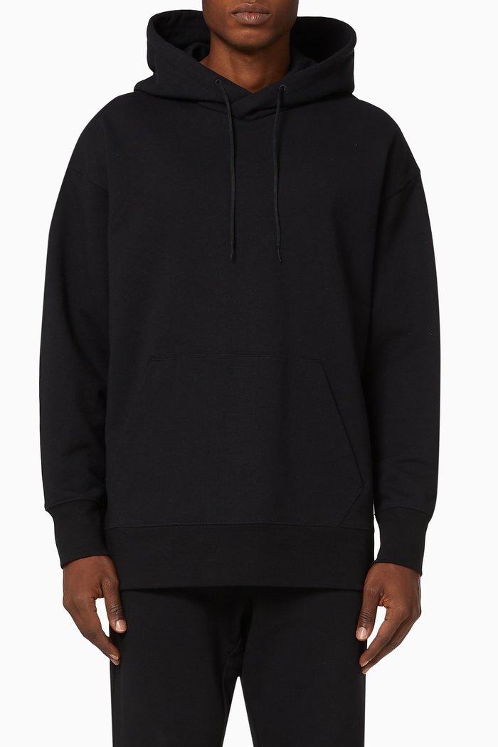 

M 3 Striped Cotton Terry Hoodie, Black