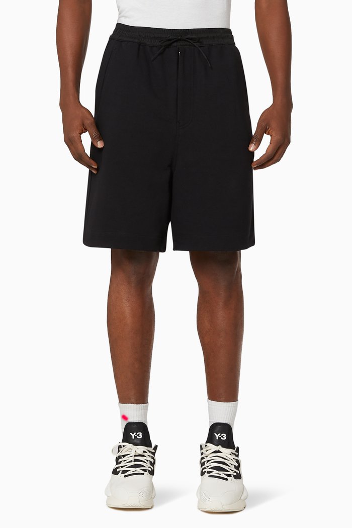 M 3 Striped Cotton Terry Shorts, Black