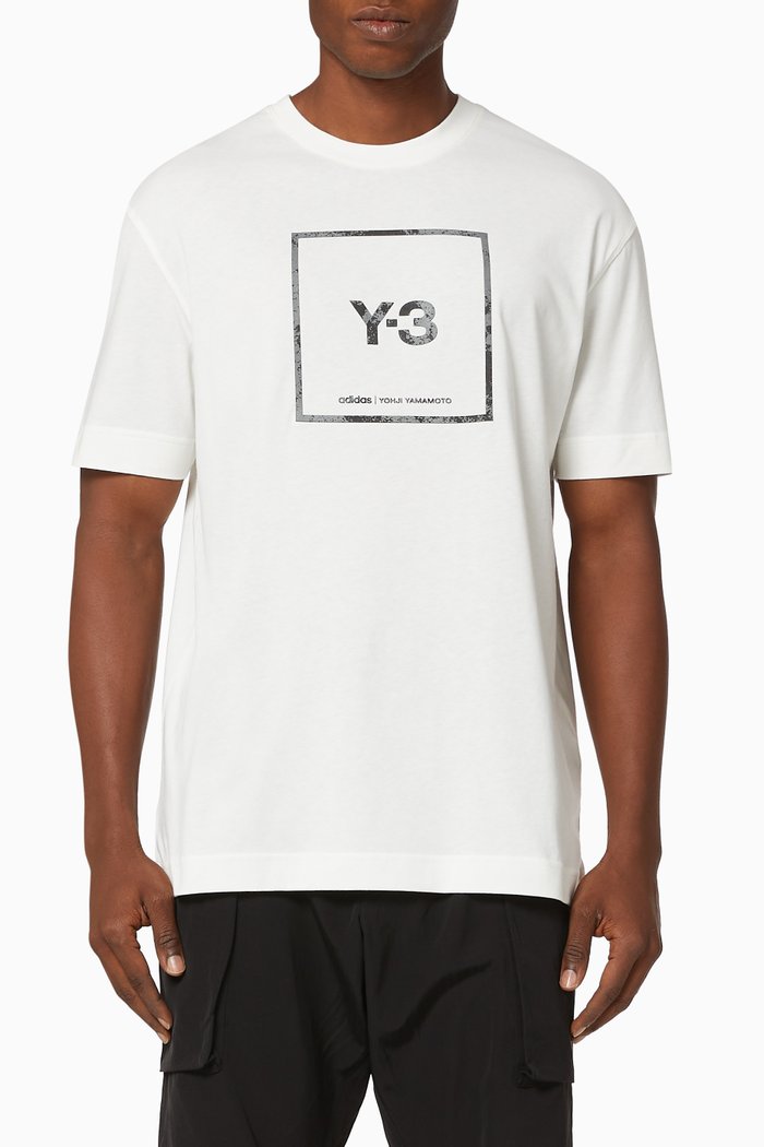 

Reflective Square Label Cotton T-shirt, White