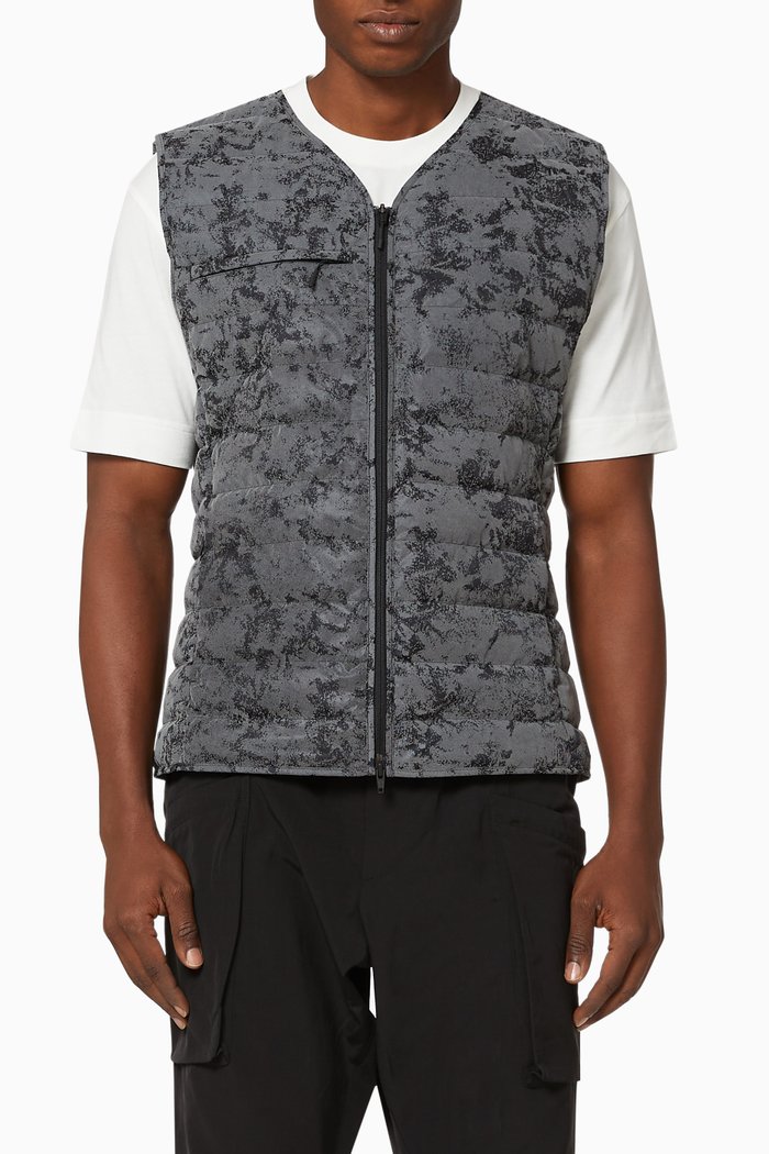 

Distressed Reflective Light Down Liner Vest, Silver