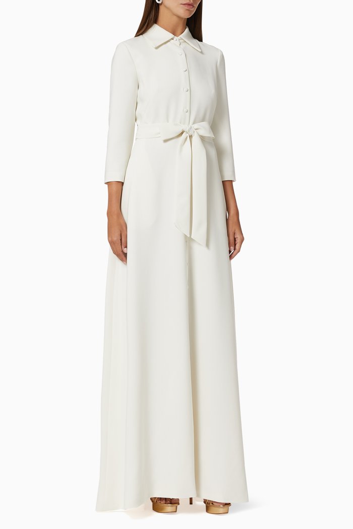 

Naomi Shirt Dress in Stretch Crepe, Neutral