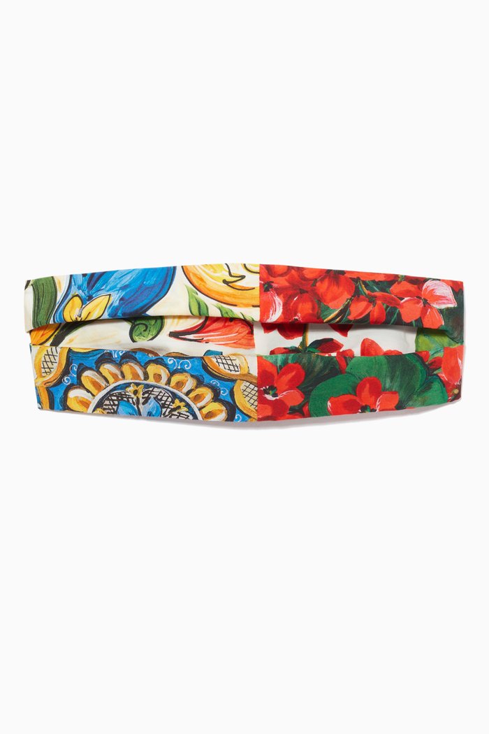 

Bandana in Majolica and Floral Patchwork Cotton, Red