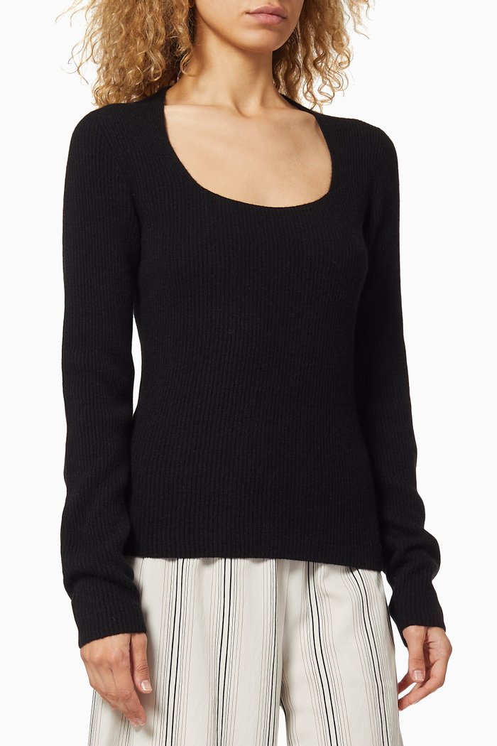 

Ribbed Cashmere Top, Black