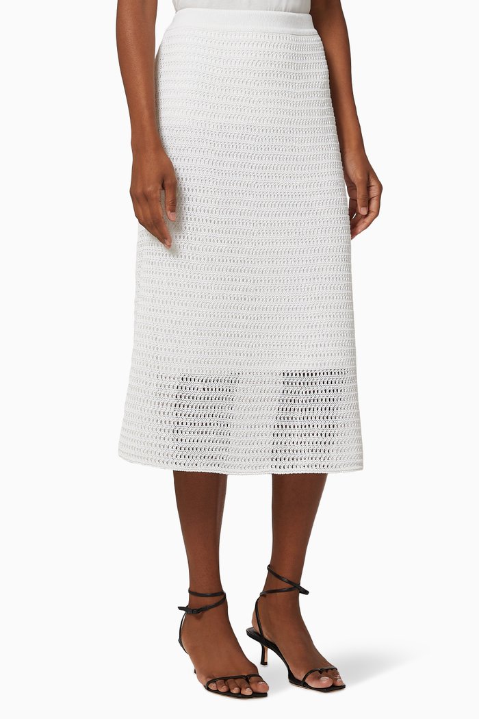 

Crochet Skirt in Cotton Blend Knit, White