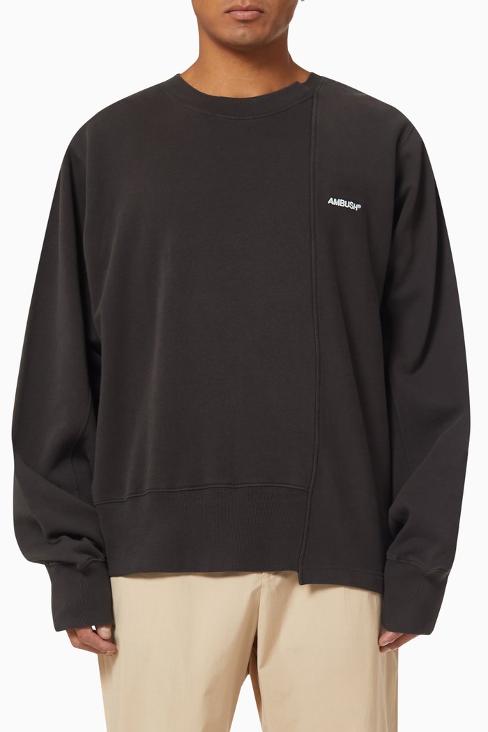 

Oversized Sweatshirt in Cotton Fleece, Black