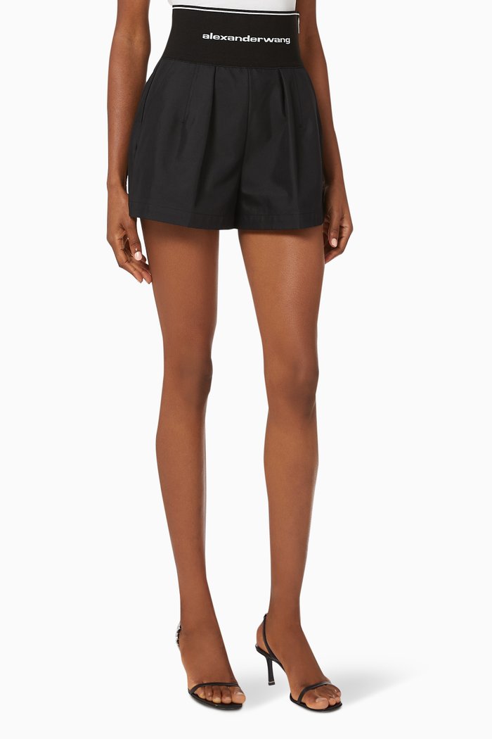 

Logo Elastic Safari Short in Cotton, Black