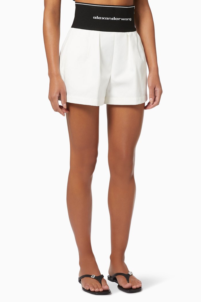 

Logo Elastic Safari Short in Cotton, White