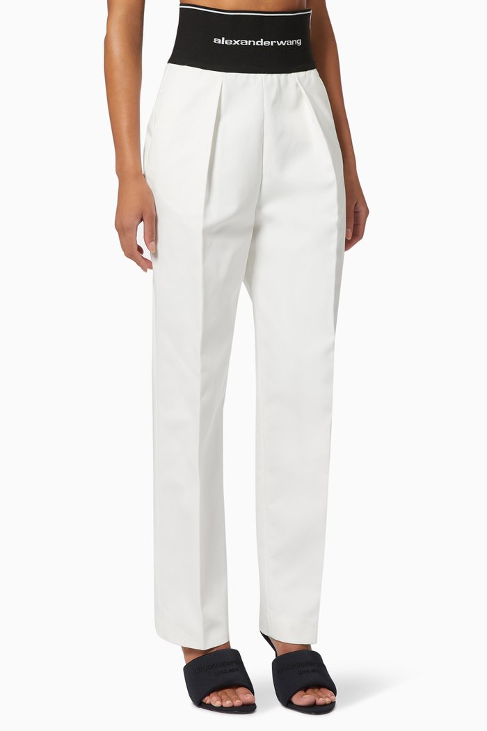 

Logo Elastic Safari Pants in Cotton, White