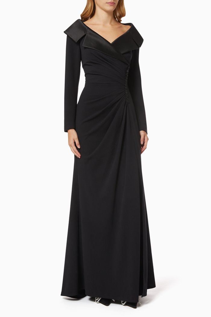 

Inizio Shawl Collar Gown, Black