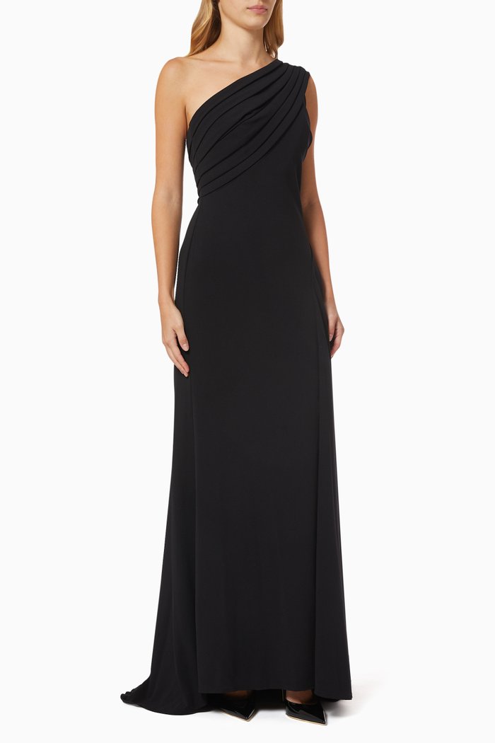 

Draped One Shoulder Gown, Black