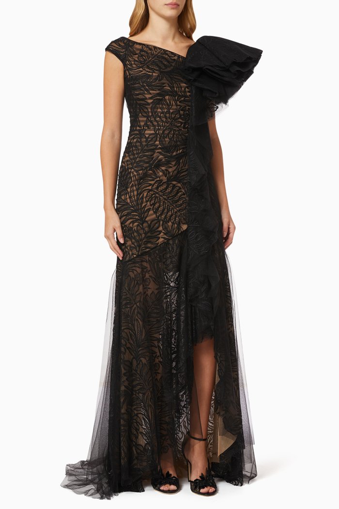 

Nasima Ruffle Gown, Black