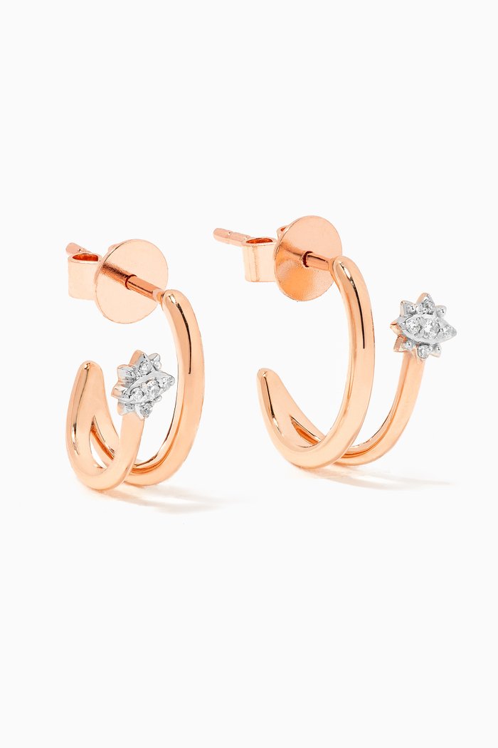 

Mars Star Diamond Mini Hoop Earrings in 14kt Rose Gold