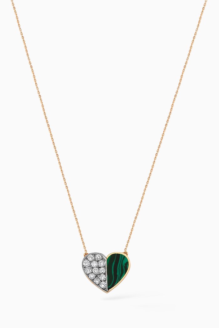 

Deep Space Diamond Necklace with Malachite in 14kt Rose Gold