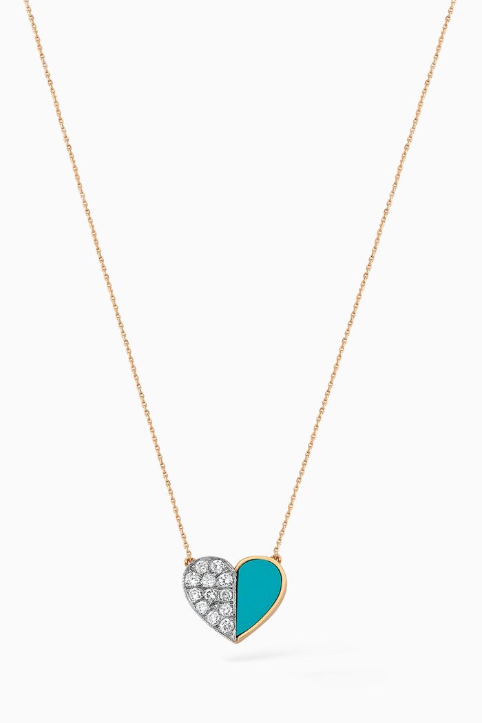 

Deep Space Diamond Necklace with Turquoise in 14kt Rose Gold