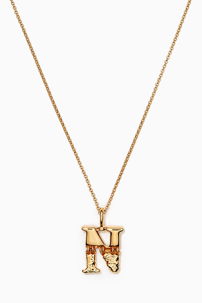 

Alphabet Pendant Necklace in Brass, Gold