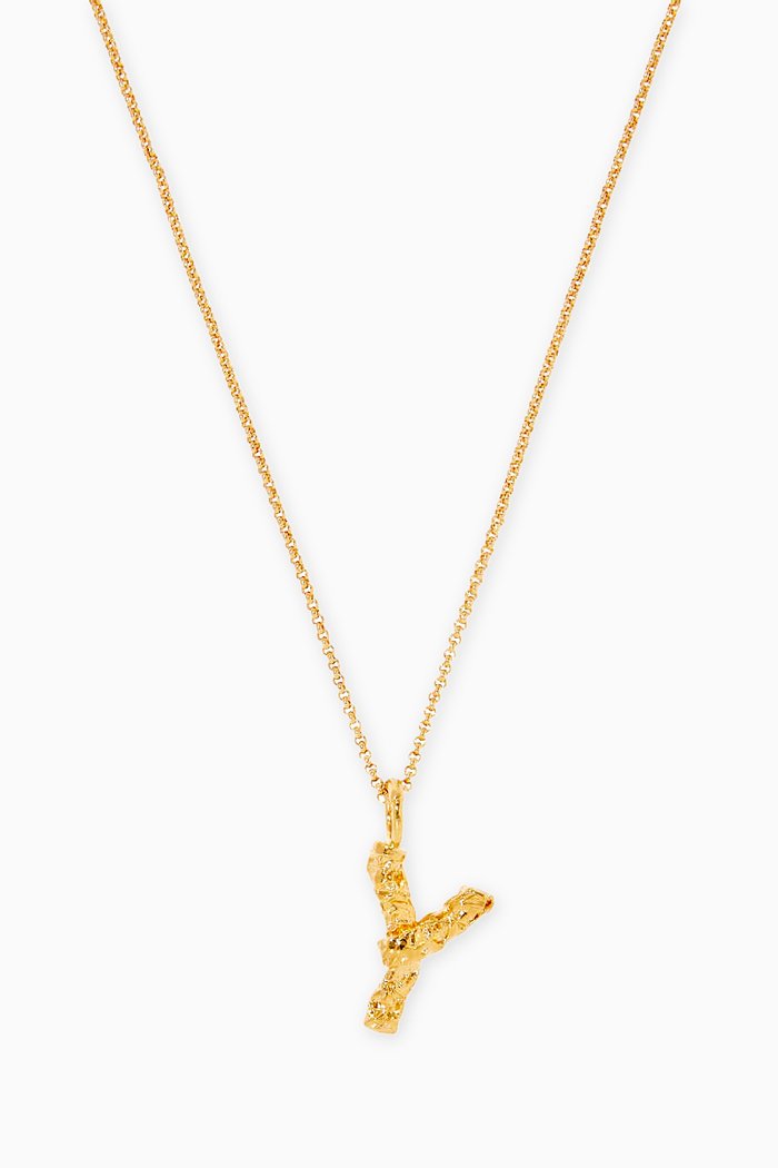 

Alphabet Pendant Necklace in Brass, Gold