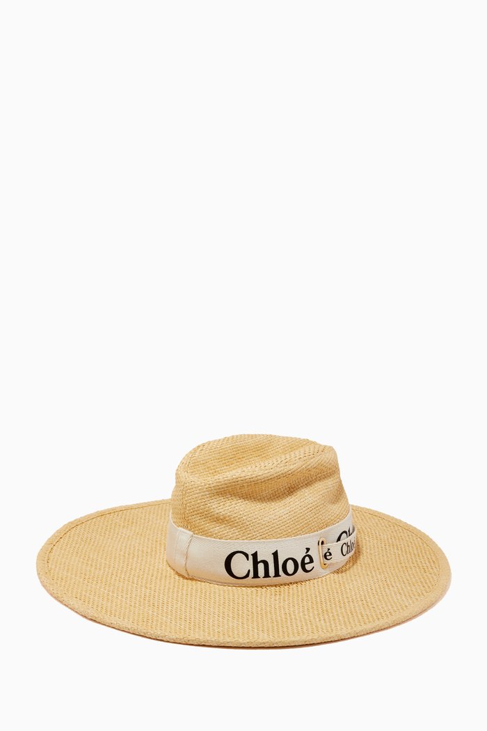 

Straw Beach Hat with Ribbon in Raffia, Neutral