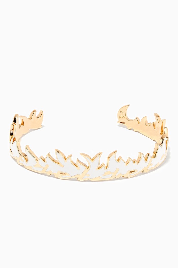 

"Hobak Nar/ Your Love is Fire" Enamel Cuff in 18kt Yellow Gold