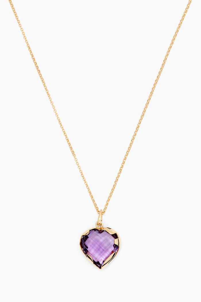 

"Hob/ Love" Heart Pendant with Amethyst in 18kt Yellow Gold