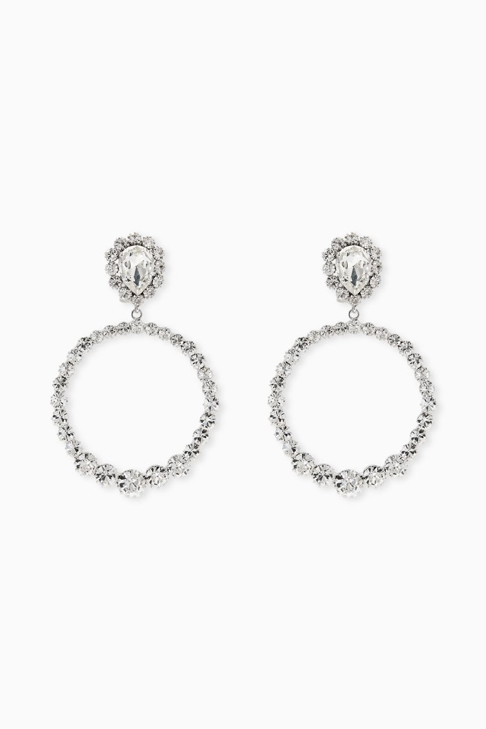 

Crystal Drop Clip Earrings, Silver